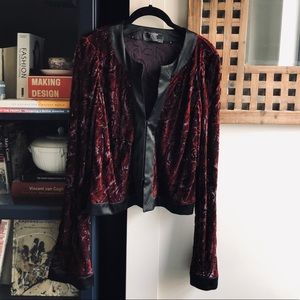 CARMEN MARC VALVO Collection Velvet Burnout beaded jacket cardigan